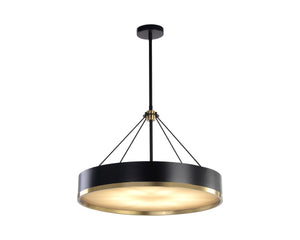 Sunpan Dudley Modern Chandelier - Elegant Black And Gold Disc Shade For Living And Dining Spaces, Stylish Lighting Black Glass ,Iron 106791