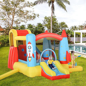 English Elm Outsunny 4in1 Backyard Inflatable Bounce Castle with Dual Slides and Splash Pool W2225P200472