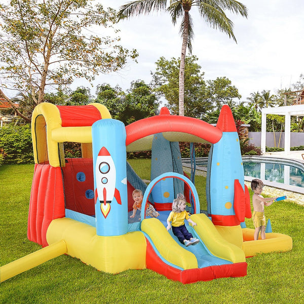 English Elm Outsunny 4in1 Backyard Inflatable Bounce Castle with Dual Slides and Splash Pool W2225P200472
