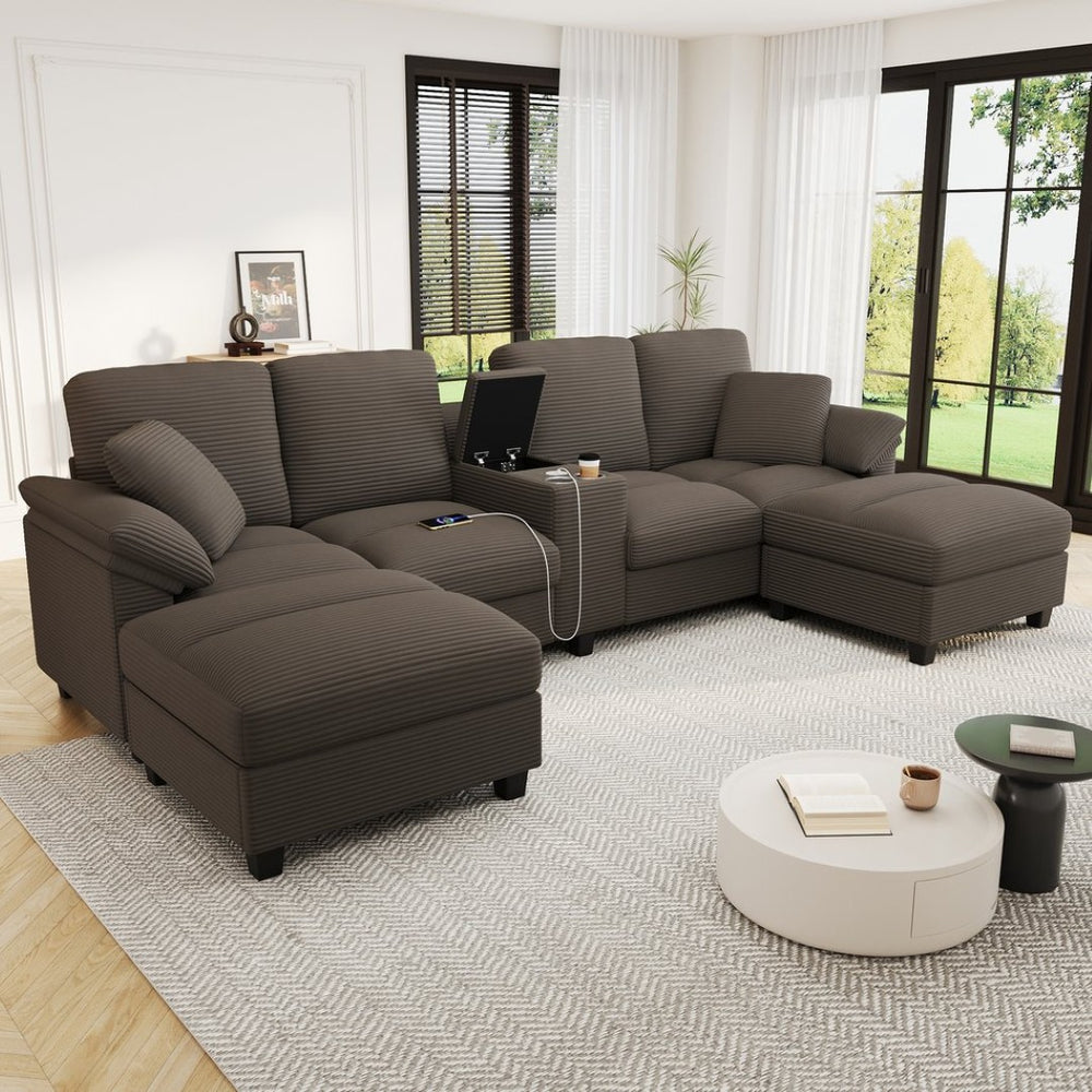 English Elm Swivel Barrel Accent Chair Chenille Tufted Round Club Seat for Living Room Lounge Brown N719S002180D