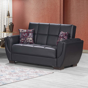 English Elm PrimeNest NimbusFlow Convertible Upholstered Loveseat with Storage, Chenille Comfort, Space-Smart Design Black PU B030P281743