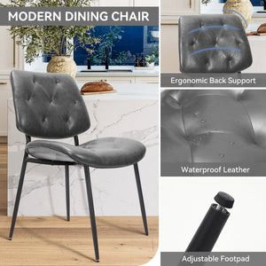 English Elm Dining Chairs Set Of 2 - Modern Ergonomic Design In Dark Gray Pu Leather For Dining & Living Spaces T3950P394502