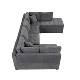 English Elm 117.3" Oversized Sectional Sofa U- Shaped Sofa Couch Pull-Out Sofa Bed With Two Throw Pillows For Living Room, Gray