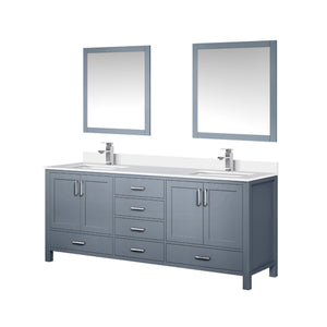 English Elm Dark Grey Double Bath Vanity With White Quartz Top, Faucet Set & 30" Mirrors - Stylish & Durable! B2731S01057