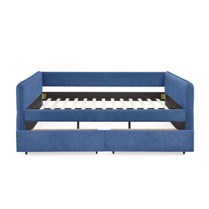 English Elm Queen Boucle Tufted Daybed Sofa with Storage Drawers Eucalyptus Frame Guest Room Blue W1413S00179