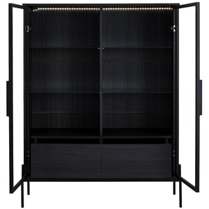 English Elm 51.2'' Freestanding Display Cabinet With Led Lighting & Adjustable Shelves - Modern Storage Solution For Home & Office N845P261794B