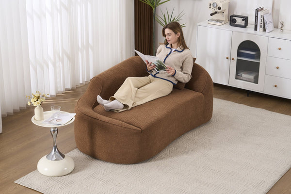 English Elm Ly-048 Sculpted Chenille Chaise Lounge Convertible Sleeper Sofa for Modern Living Spaces Caramel W2231P401723