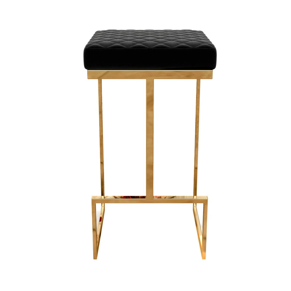 English Elm Joel Mid-century Backless Counter Stool with Tapered Legs and Upholstered Seat B183P231886