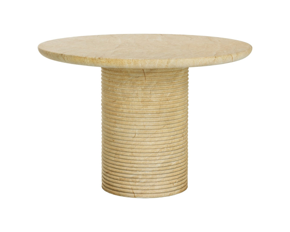 Sunpan RIVA Dining Table - Modern Concrete Design with Travertine Finish for Elegant Dining Spaces 43" 112716