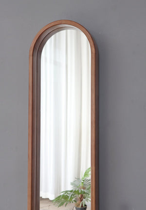 English Elm 9.5x2x47.2" Long Oval Decorative Rubber Frame Mirror in Warm Brown — Slim, Durable Accent for Entryway W2078P195626