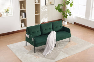 English Elm United We Win Corduroy Loveseat Plush Ergonomic Sofa with Spring Support Metal Legs Emerald W1568P410052