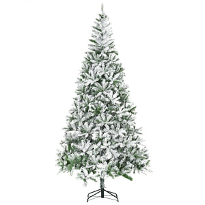 English Elm Homcom 9' Snow Flocked Pine Artificial Christmas Tree - Realistic, Easy Setup & Customizable Decor W2225P229663