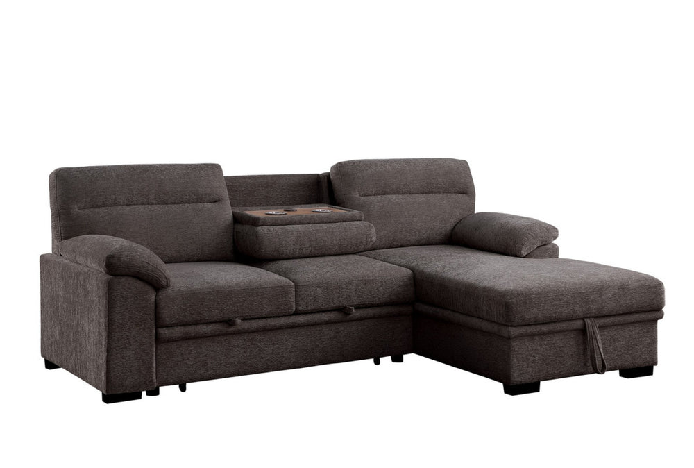 English Elm Kipriano Chenille Sleeper Sectional with Storage Chaise and Usb Console B2749S00358