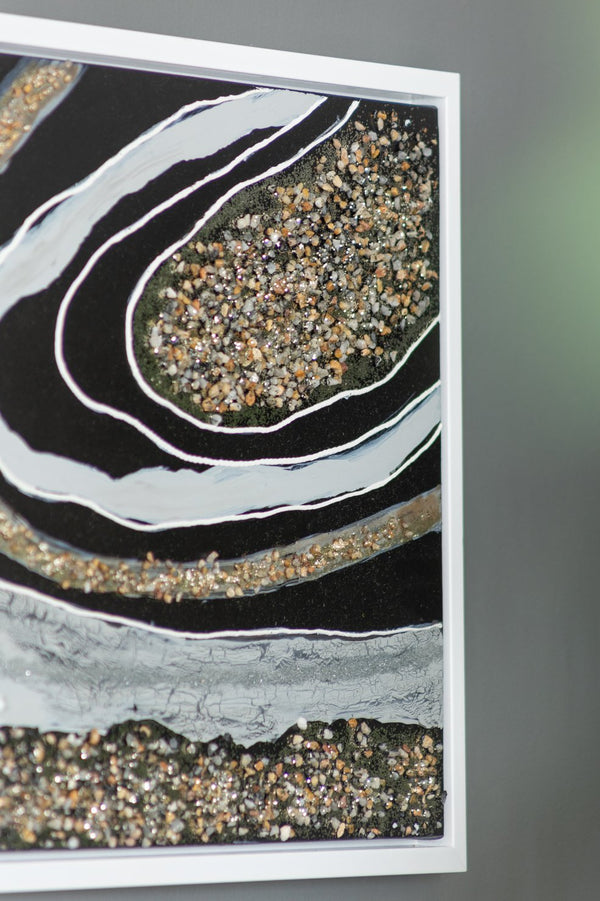 English Elm 70.9X19.7X1.5" Elongated Landscape Oil Painting With Metallic Accents And Textured Stones For Modern Decor W2078P313340