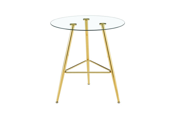 English Elm 36 Inch Round Glass Top Bar Table Chrome Tripod Base Modern Bistro Pub Style W3493P452050