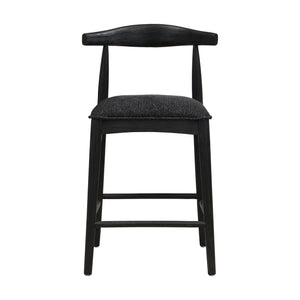 English Elm Christopher Knight Home® - COUNTER Ladder Back Farmhouse Counter Stool Set of 2 with Upholstered Seats and Tapered Rubberwood Legs Black N771P339881H