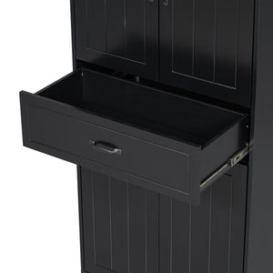 English Elm Christopher Knight Home® - Bathroom Storage Cabinet with Doors Drawer & Dual Laundry Baskets, MDF Build, Adjustable Shelf, Anti-Tip Device Black N759P243350B