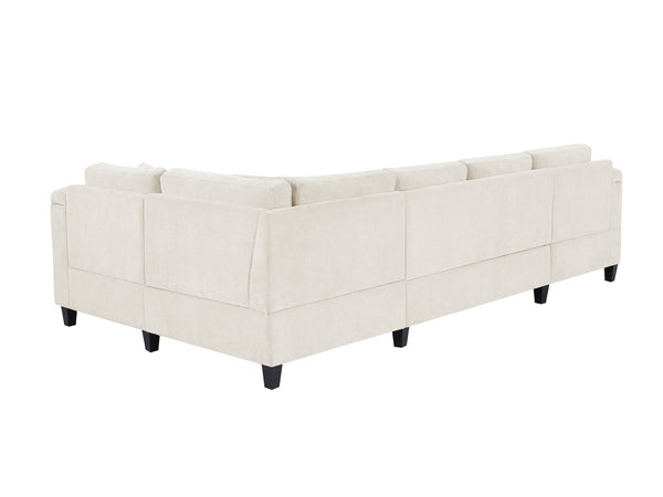 English Elm Modern U-shaped Sectional Sofa 115.7" Corner Couch with Chaise, Chenille Tufted Cushions, USB Ports and Storage Beige N719S002150A