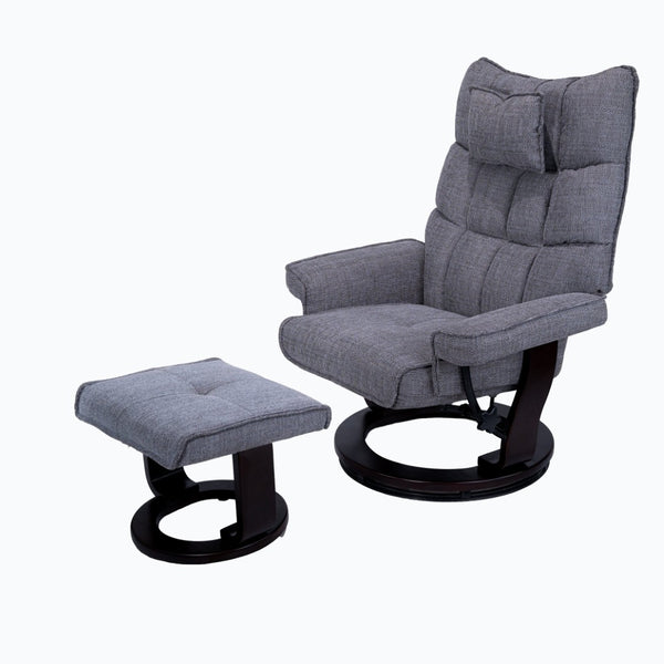 English Elm 8-point Massage Recliner with Heat Ottoman Chenille Swivel Lounge Chair W1622S00002