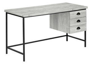 English Elm Computer Desk with Reclaimed Wood-Look Top, 3 Drawers, Compact 55" Workspace, Sturdy Metal Base Grey 60 L x 27 W x 6 H B2710P219793