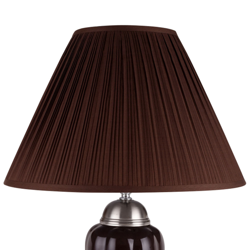 English Elm 27" Elegant Ceramic Table Lamp With Urn Design, Silver & Espresso Finish, Linen Shade & 3-Way Switch B072116114