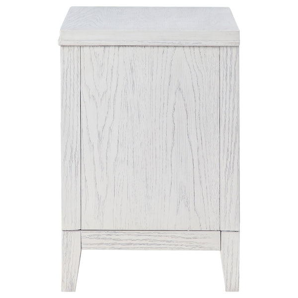 English Elm Avril Distressed White 2-Drawer Nightstand with Stepped Drawer Design, Rustic Chic Bedside Storage B062P299829