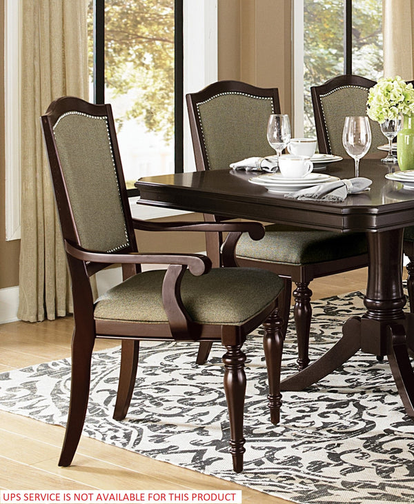 English Elm Dark Marston Armchairs Set of 2 — Turned Legs, Nailhead Trim, Neutral Upholstery for Dining or Living Cherry 43.25 L x 21.5 W x 14.5 H B011P186810