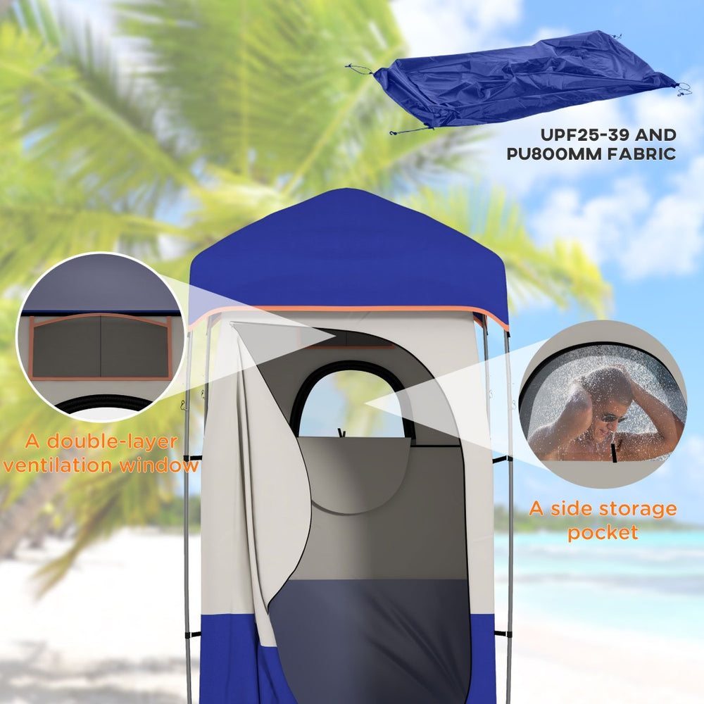 English Elm Outsunny Privacy Shower Tent for Camping with Solar Bag Rainfly and Carry Tube Blue W2225P200367