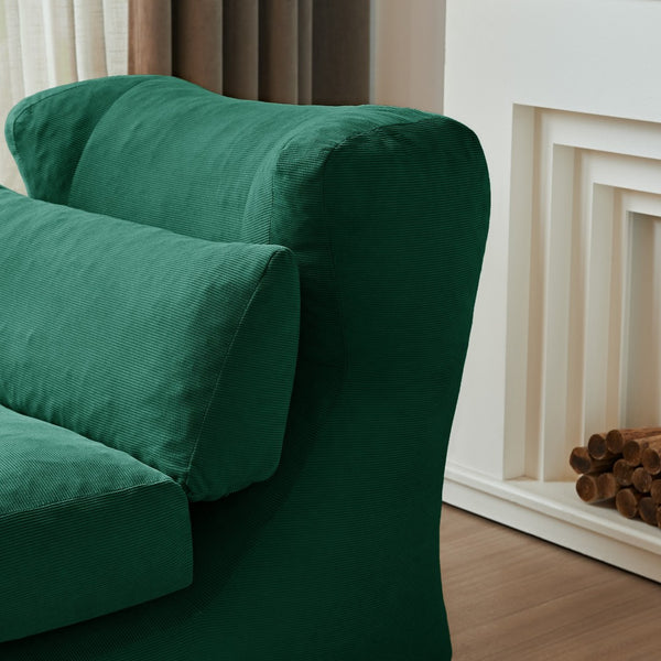 English Elm Cloud Corduroy Sleeper Chair Foldable High Density Foam Seat for Small Space Living Green W1765P448642