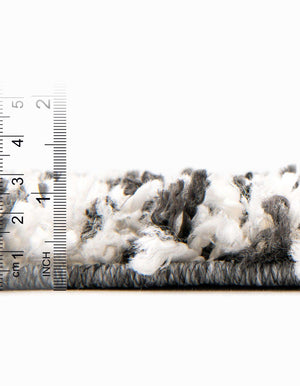 Unique Loom Hygge Shag Gradient Machine Made Gradient Rug Black and White,  7' 10" x 10' 0"