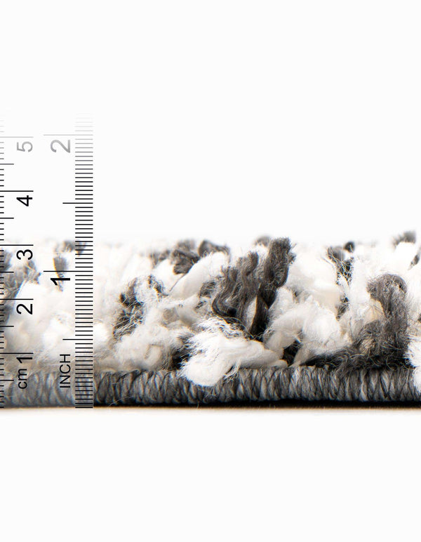 Unique Loom Hygge Shag Gradient Machine Made Gradient Rug Black and White,  7' 10" x 10' 0"