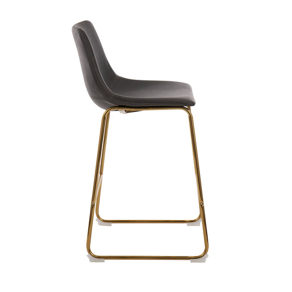 English Elm Duke 26" Contemporary Grey Faux Leather Counter Stools with Gold Metal Frame – Set of 2 Elegance B202P221871