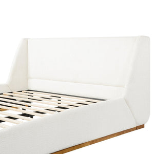 English Elm Luxury Wingback Upholstered King Bed Padded Rubberwood Frame Restful Bedroom Design N769K393039W