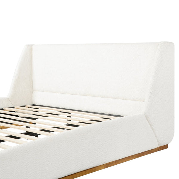 English Elm Luxury Wingback Upholstered King Bed Padded Rubberwood Frame Restful Bedroom Design N769K393039W