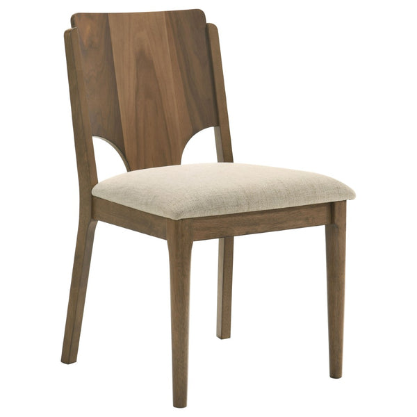 English Elm Graham Round Walnut Veneer Dining Set with X-cross Base and Cushioned Side Chairs B062S01724