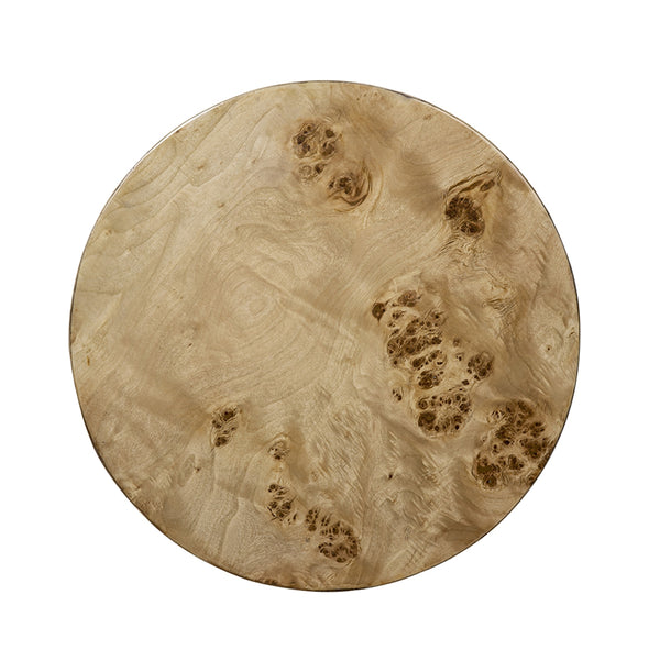 English Elm 20x20x24" Burl Wood Brown Cylinder Side Table — Eco MDF Nightstand, Decorative Pedestal, Visible Grain Finish W2078P410089
