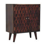 English Elm Solid Wood Mini Pineapple Carved Light Walnut Cabinet