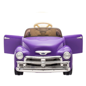 English Elm 12v Chevrolet 3100 Licensed Vintage Pickup Ride on Truck with Led Lights and Parent Remote Purple W1578P214181