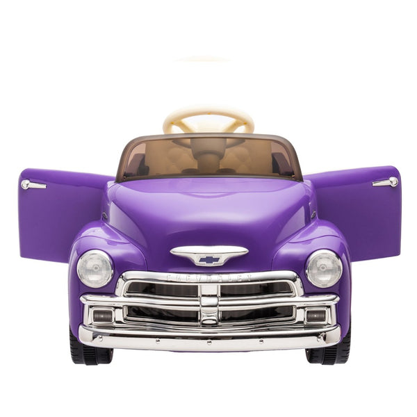English Elm 12v Chevrolet 3100 Licensed Vintage Pickup Ride on Truck with Led Lights and Parent Remote Purple W1578P214181