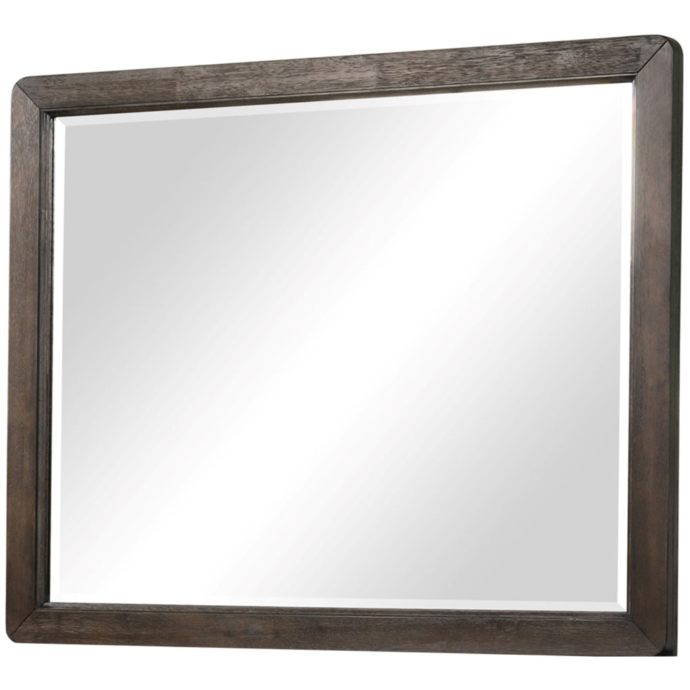 English Elm Mirror Antique Brown Dresser Mirror with Beveled Glass, Solid Wood Frame, Vintage Finish Elegance B2699P208265