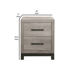 English Elm Deena 2 Drawer Nightstand Wood Grain Gray Finish with Metal Handles for Bedroom B056P416823