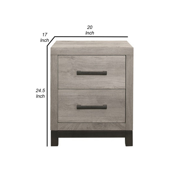 English Elm Deena 2 Drawer Nightstand Wood Grain Gray Finish with Metal Handles for Bedroom B056P416823