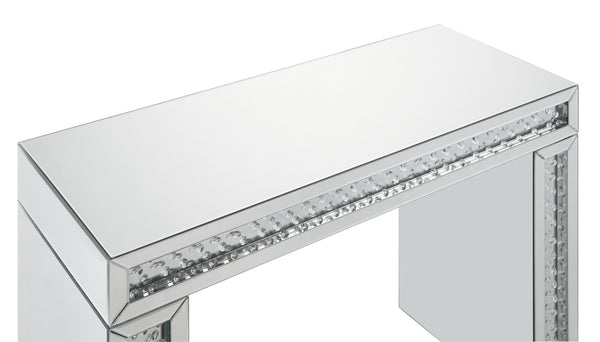 English Elm Nysa Glam Mirrored Vanity Desk with Faux Crystal Inlays and Matching Stool Included B2726P448766