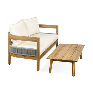 English Elm Christopher Knight Home® - Porto Outdoor Loveseat & Table Set - Stylish, Weather-Resistant Design With Cozy Cushions For Patios N773P218420B