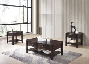 English Elm Espresso Ogumi Veneer 3pc Occasional Table Set - Modern Coffee & End Tables with Drawers, Open Shelf Antique Black,Espresso 11 L x 24 W x 27 H B011S01996