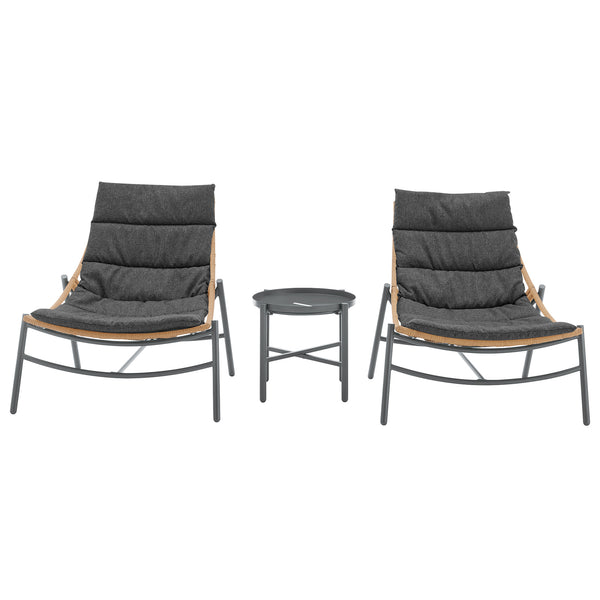 English Elm Sunset 3-Piece Conversation Set with Removable Zippered Cushions, Waterproof UV Fabric, Rust‑Resist Grey B365P397649