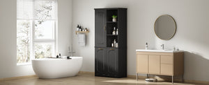 English Elm [video] Freestanding 68 Inch Tall Storage Cabinet with Tilt Out Hampers and Soft Close Door Black N759S427900B