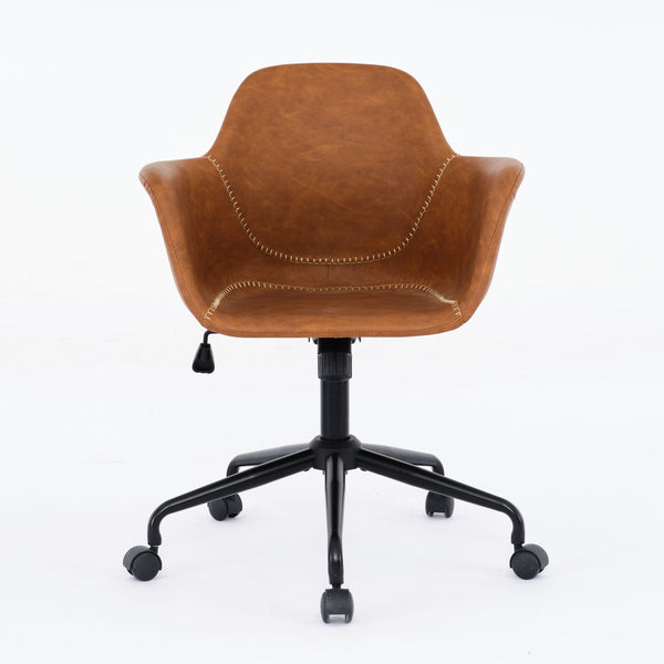 English Elm Mid-Century Minimalist Office Chair with 40° Recline, Adjustable Rebound, 320mm Wide Base, Ergonomic Design Brown W1143P173517