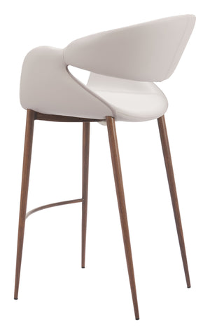 Zuo Modern Limay Barstool - Stylish Beige & Walnut Design With Durable Water-resistant Vinyl For Your Space Beige 100% Polyurethane,Plywood,Steel 110929-zuo-modern