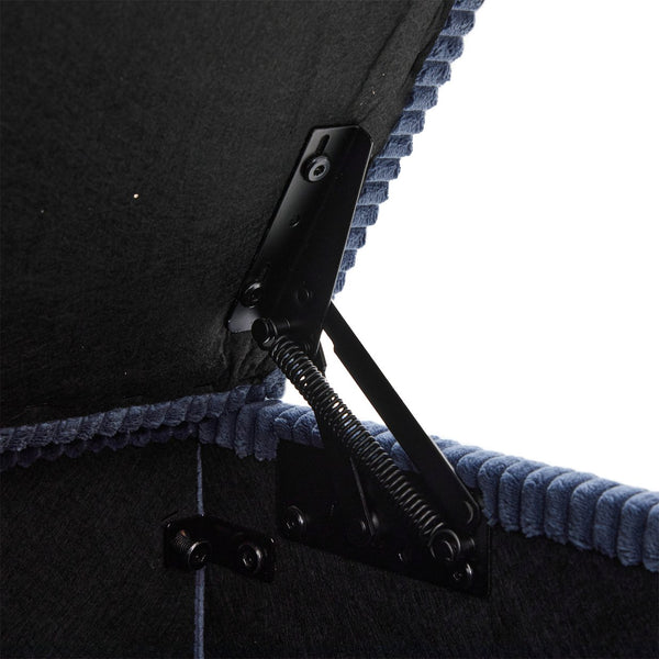 English Elm UNITED Corduroy L-Shaped Sectional Sofa with Storage Ottoman, USB Ports, Cup Holders & LED Lighting Navy W1568P332406